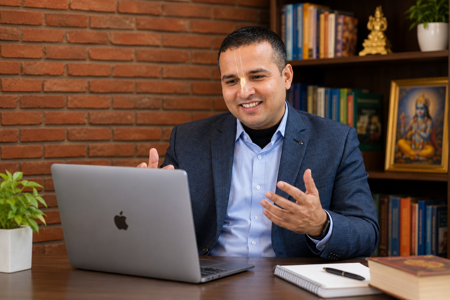 Gaur Gopal mentoring a working professional during a personal Bhagavad Gita session